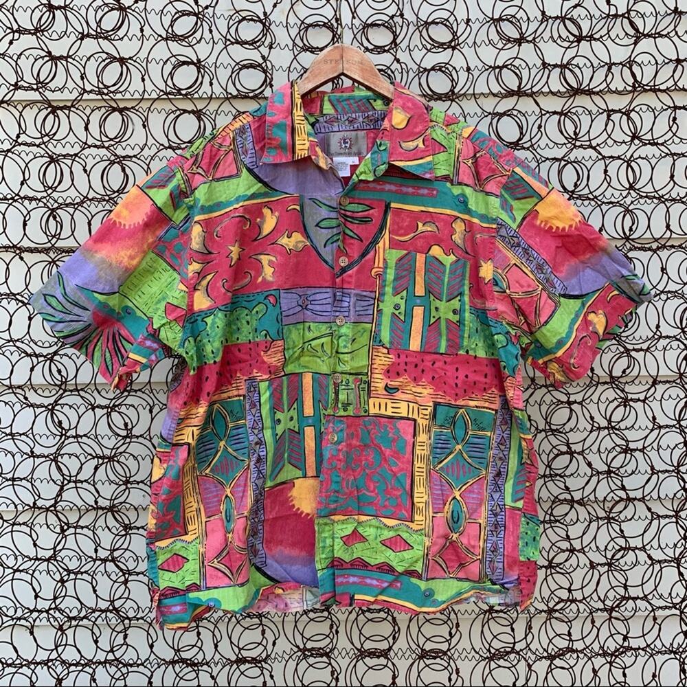 Vintage Territory Ahead bold tribal Art Deco shirt
